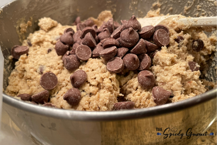 Oatmeal Chocolate Chip Cookie Dough in Mixing bowl